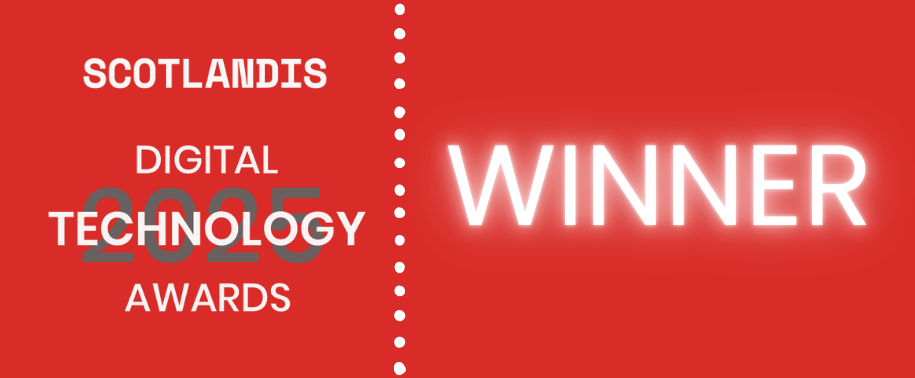 Red ScotlandIS award winner badge